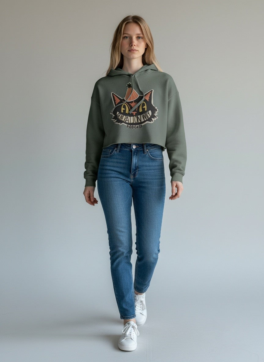 Limited Halloween Cat Cropped Fleece Hoodie